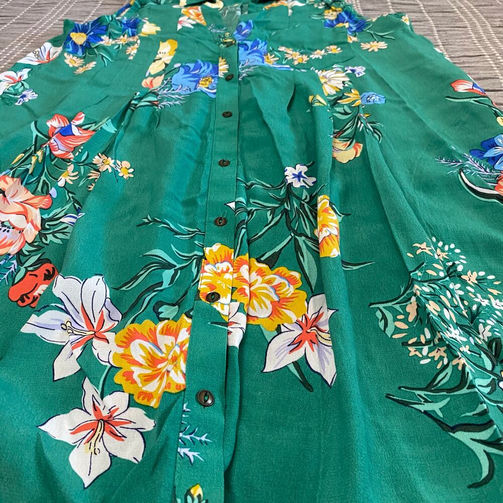 Anthropologie Maeve Rory Shirtdress Green Floral Size 6 Missing Tie Vacation - Picture 10 of 11